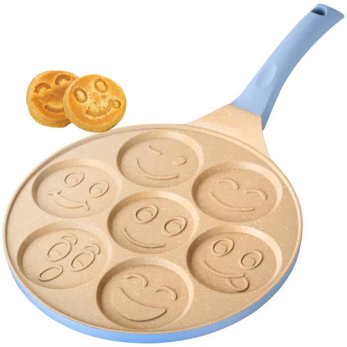 Padella per pancake con design faccine in blu
