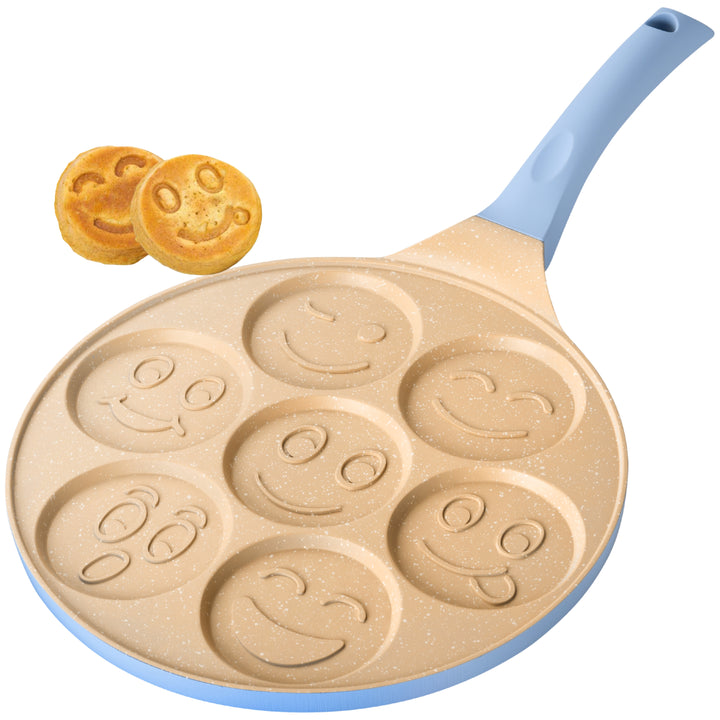 Pancake Pan with Faces Design in Blue
