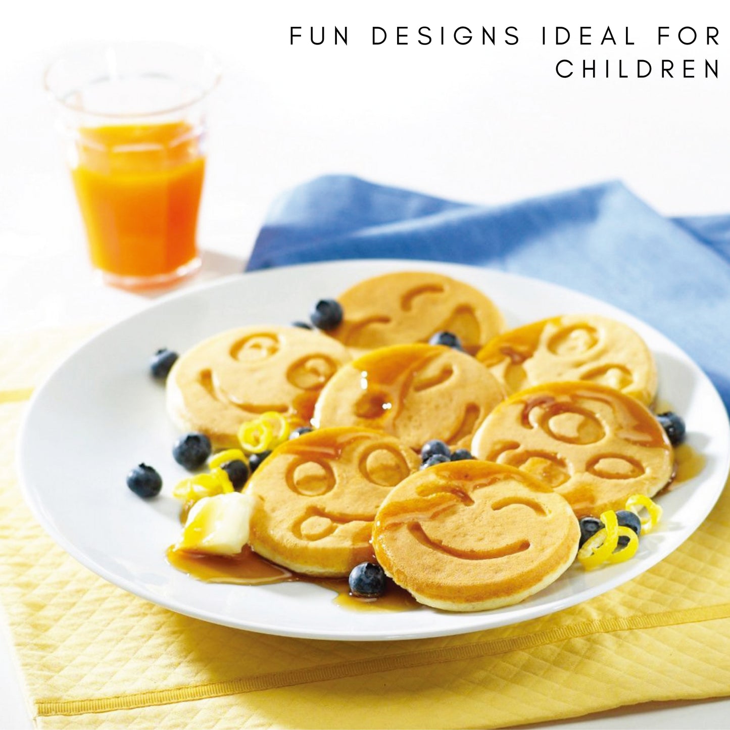 Sartén para Tortitas Diseño Caritas en Color Azul