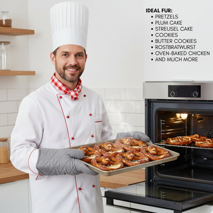 Baking Tray Set with Rack, 0.8 mm carbon steel, double non-stick coating, ideal for baking and roasting, 40×27 cm 