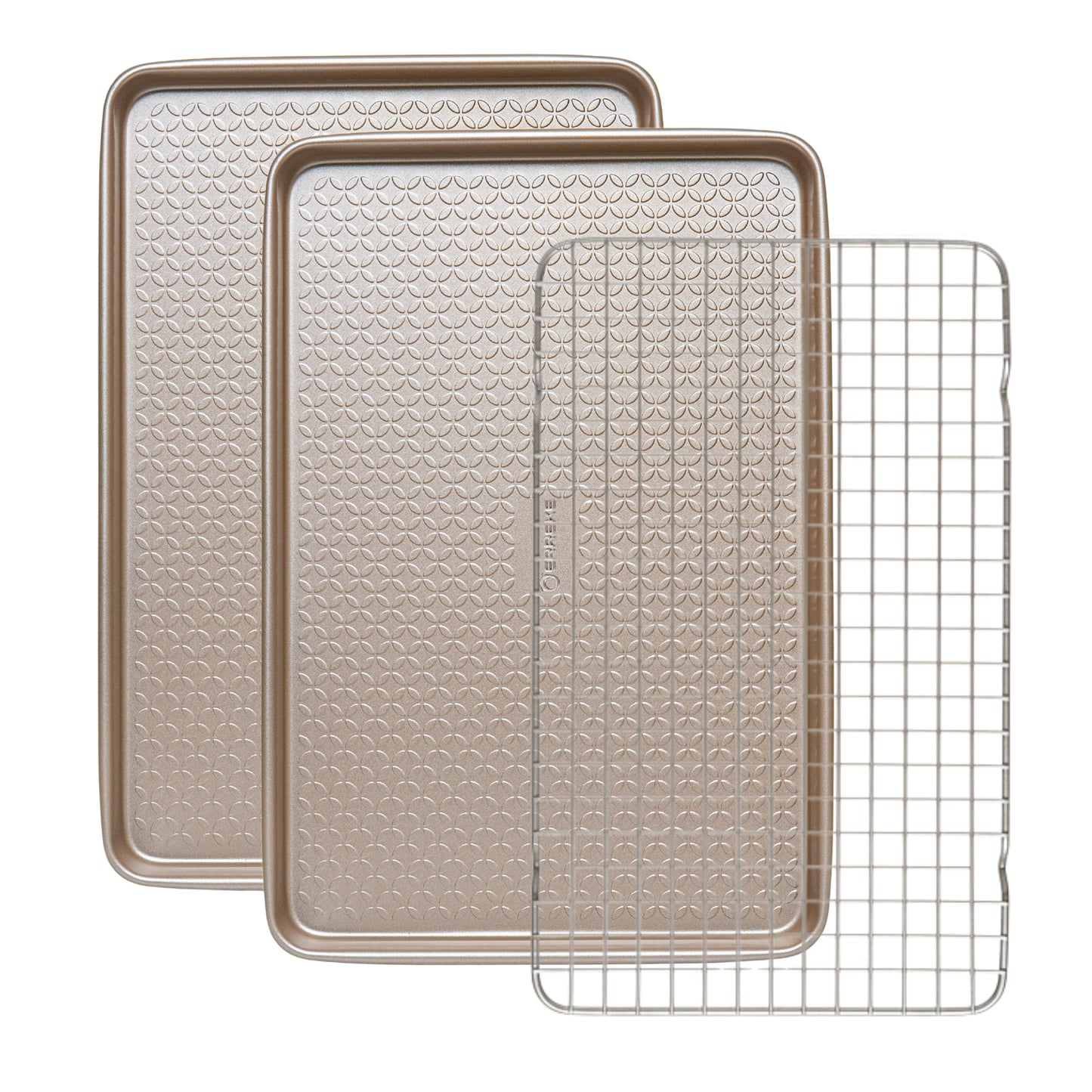 Baking Tray Set with Rack, 0.8 mm carbon steel, double non-stick coating, ideal for baking and roasting, 40×27 cm 