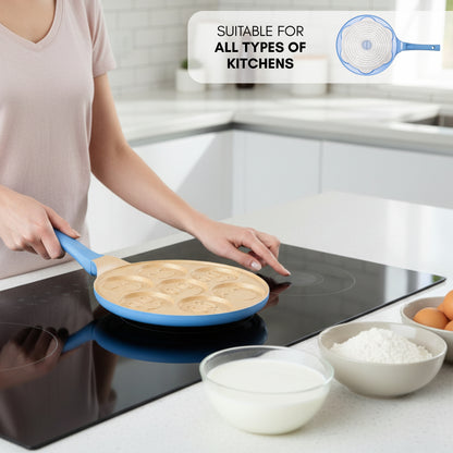 Sartén para Tortitas Diseño Caritas en Color Azul