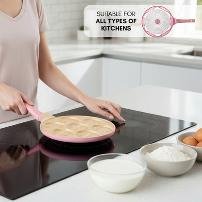 Pfannkuchenpfanne mit Smiley-Design in Rosa