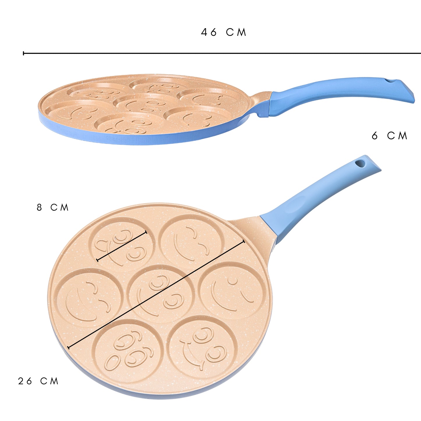 Sartén para Tortitas Diseño Caritas en Color Azul