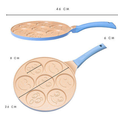 Sartén para Tortitas Diseño Caritas en Color Azul