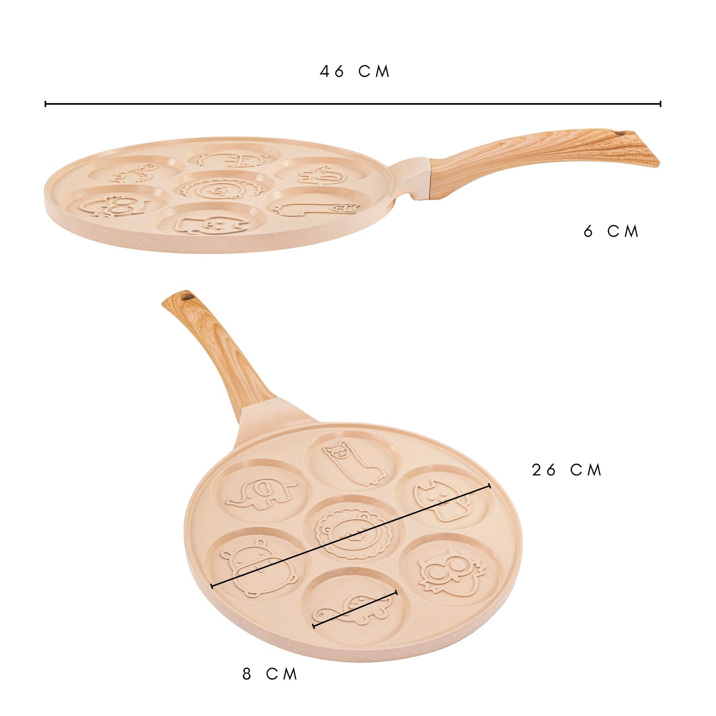 Pfannkuchenpfanne mit Tier-Design in Beige