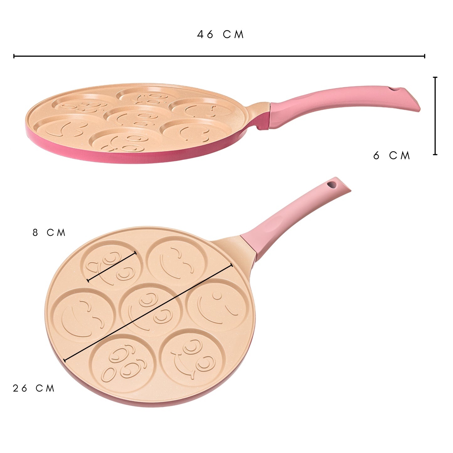 Pfannkuchenpfanne mit Smiley-Design in Rosa