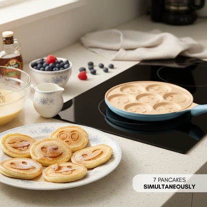Sartén para Tortitas Diseño Caritas en Color Azul