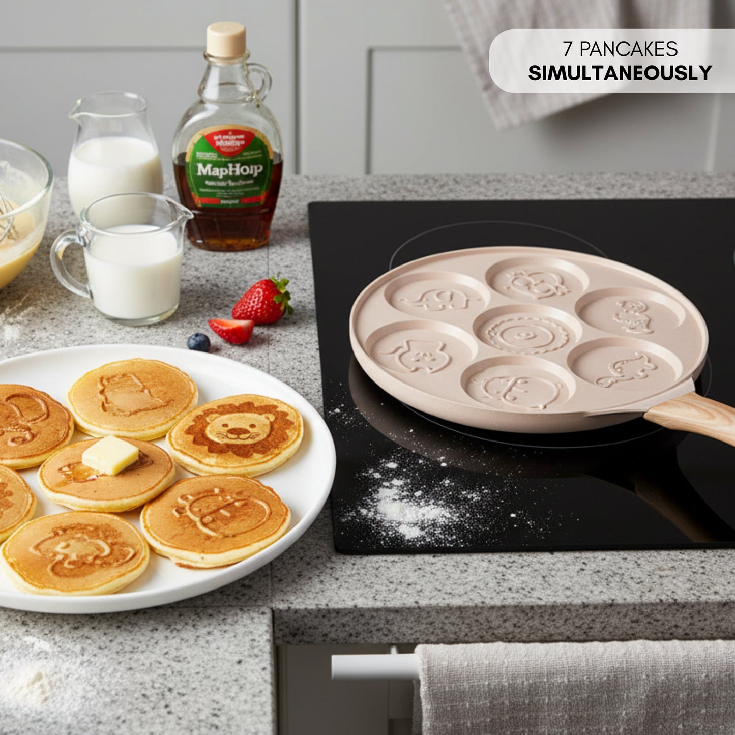 Pfannkuchenpfanne mit Tier-Design in Beige
