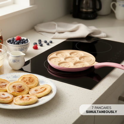 Pfannkuchenpfanne mit Smiley-Design in Rosa