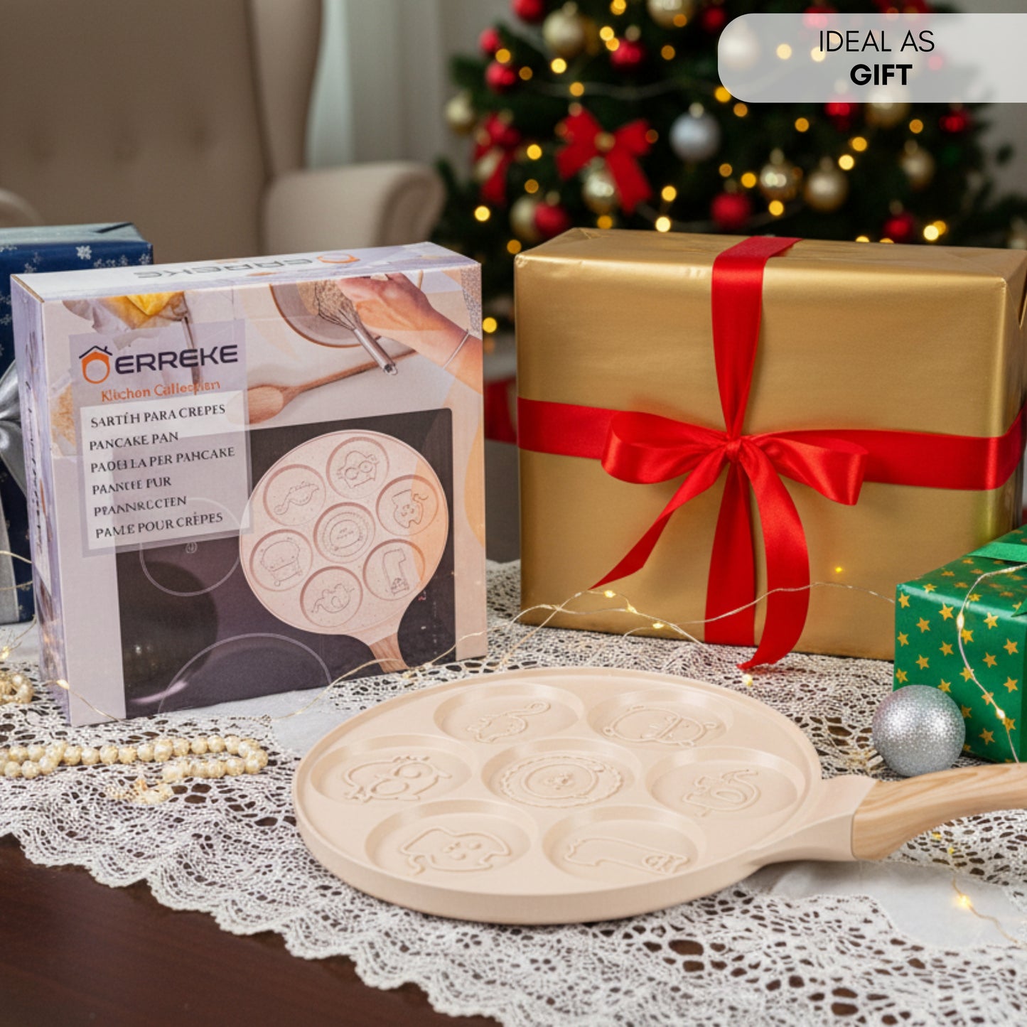 Pfannkuchenpfanne mit Tier-Design in Beige