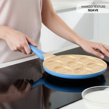 Sartén para Tortitas Diseño Caritas en Color Azul