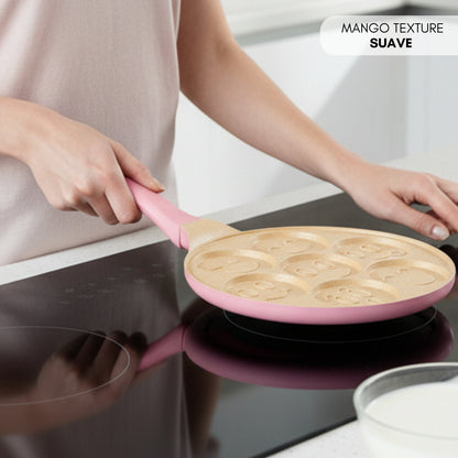 Pfannkuchenpfanne mit Smiley-Design in Rosa