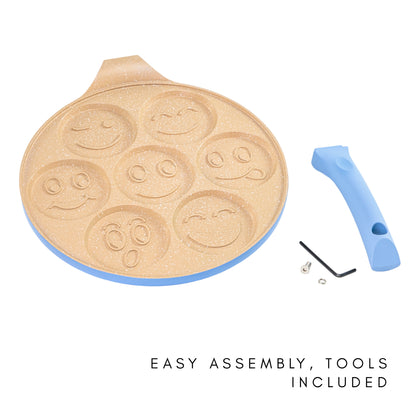 Sartén para Tortitas Diseño Caritas en Color Azul