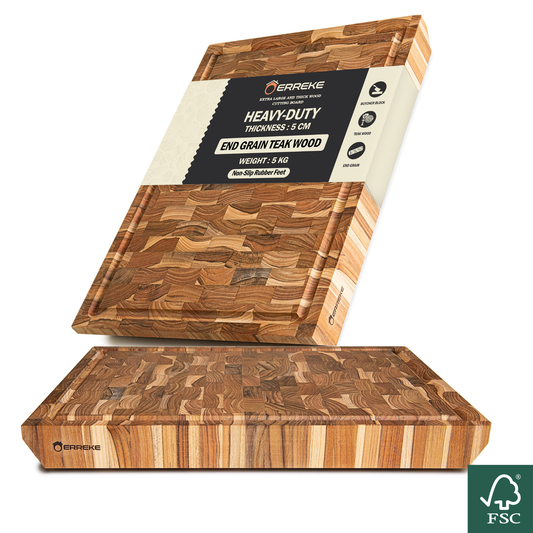 Tabla de Cortar 3XL en Madera Teca End Grain Natural BANGKOK 50x35x5.0 cm