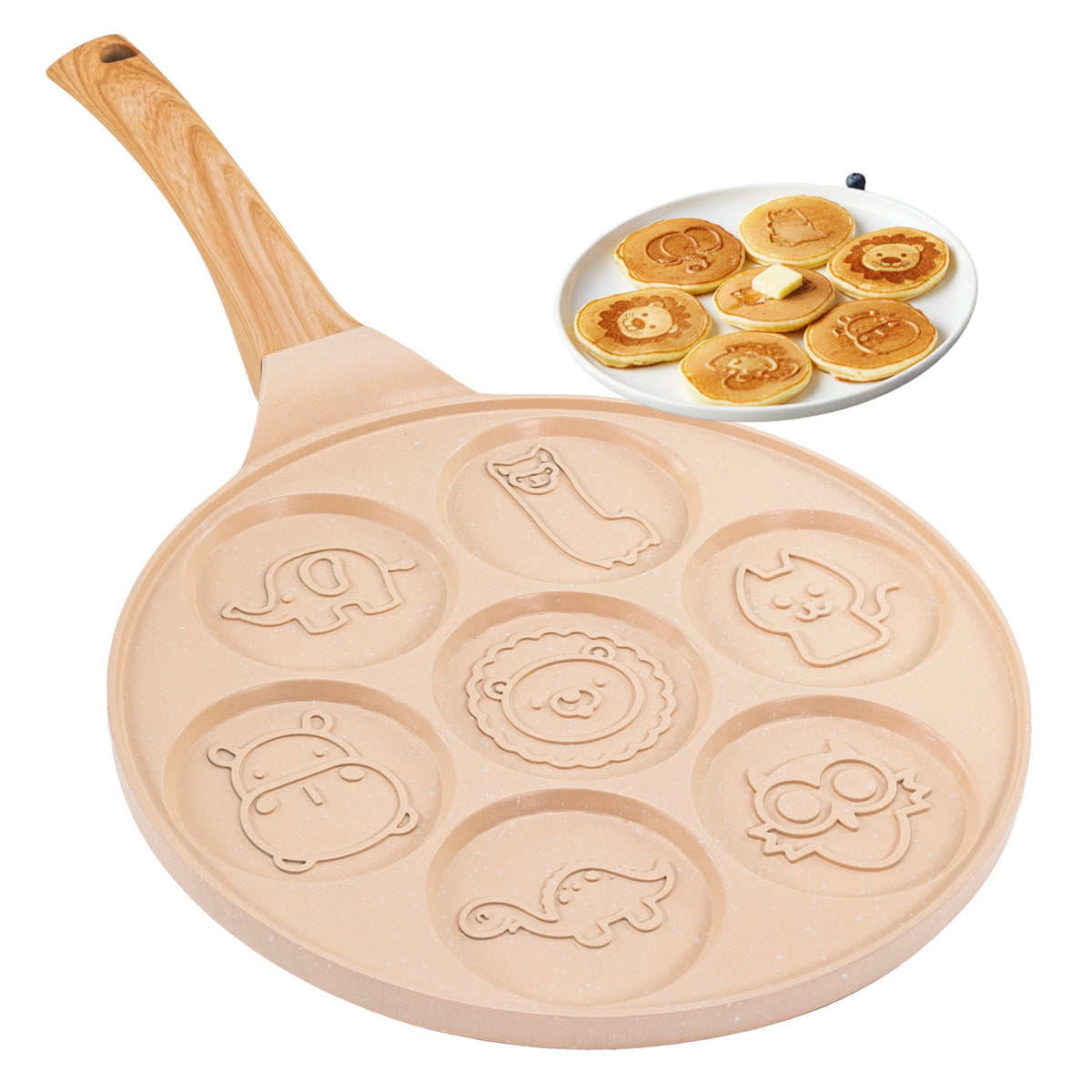 Frigideira para Panquecas com Design de Animaizinhos em Bege