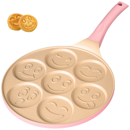 Pfannkuchenpfanne mit Smiley-Design in Rosa