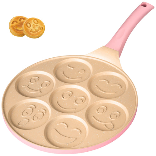 Sartén para Tortitas Diseño Caritas en Color Rosa