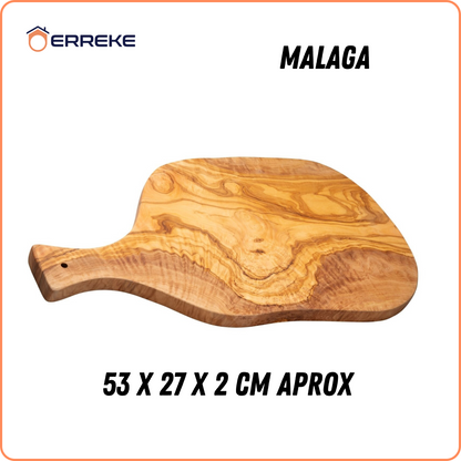 Tafel van kort en serveer op Madeira Olivo Mediterráneo MALAGA, 100% ambachtelijk, met mango, Embutidos, vlees, Barbacoa, Queso, pan (bij benadering 53 x 27 x 2 cm)
