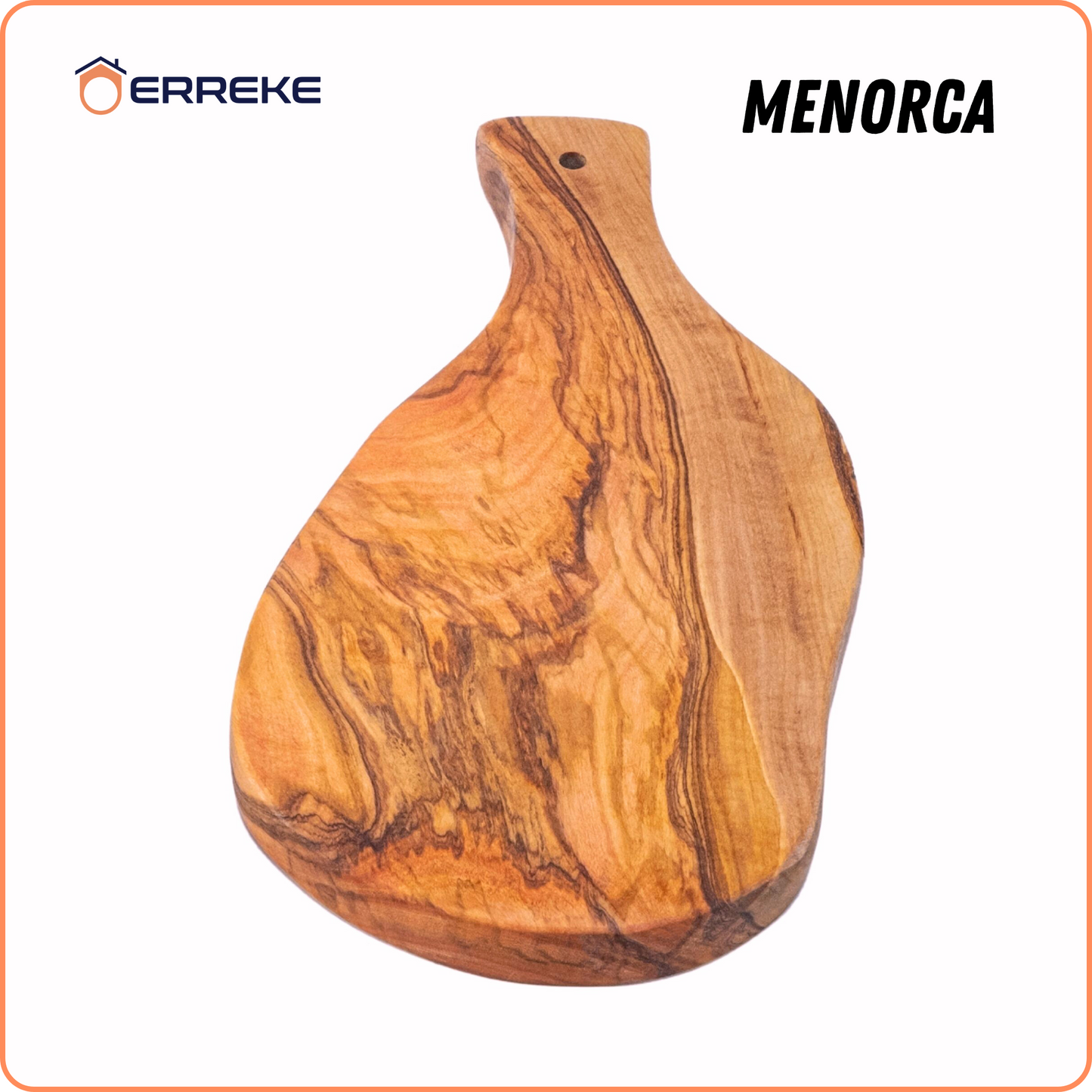 Set van 4 mediterrane olijfhouten serveerplanken MENORCA, handgemaakt, snijden, worstjes, barbecue-kaasbrood (geschatte afmetingen: 28x13x1,8 cm)