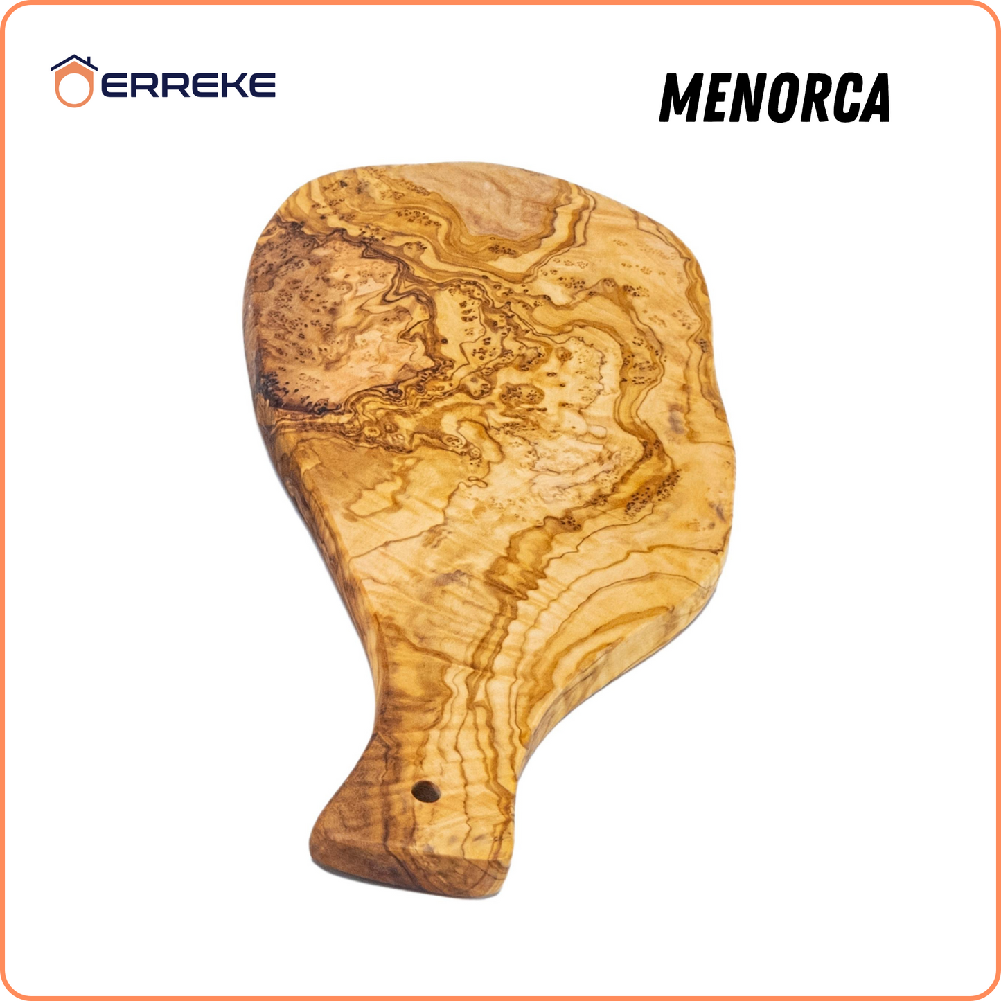 Set van 4 mediterrane olijfhouten serveerplanken MENORCA, handgemaakt, snijden, worstjes, barbecue-kaasbrood (geschatte afmetingen: 28x13x1,8 cm)