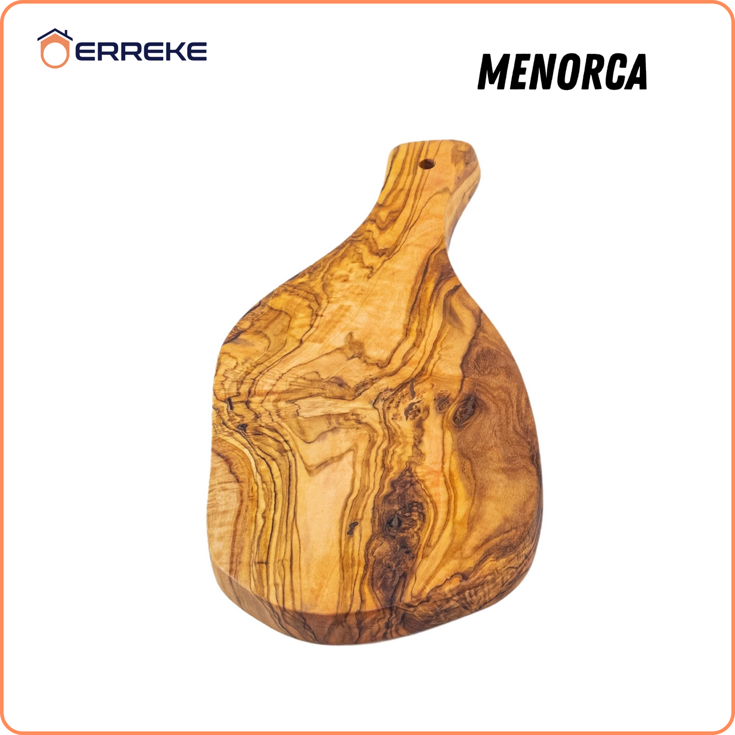 Set van 4 mediterrane olijfhouten serveerplanken MENORCA, handgemaakt, snijden, worstjes, barbecue-kaasbrood (geschatte afmetingen: 28x13x1,8 cm)