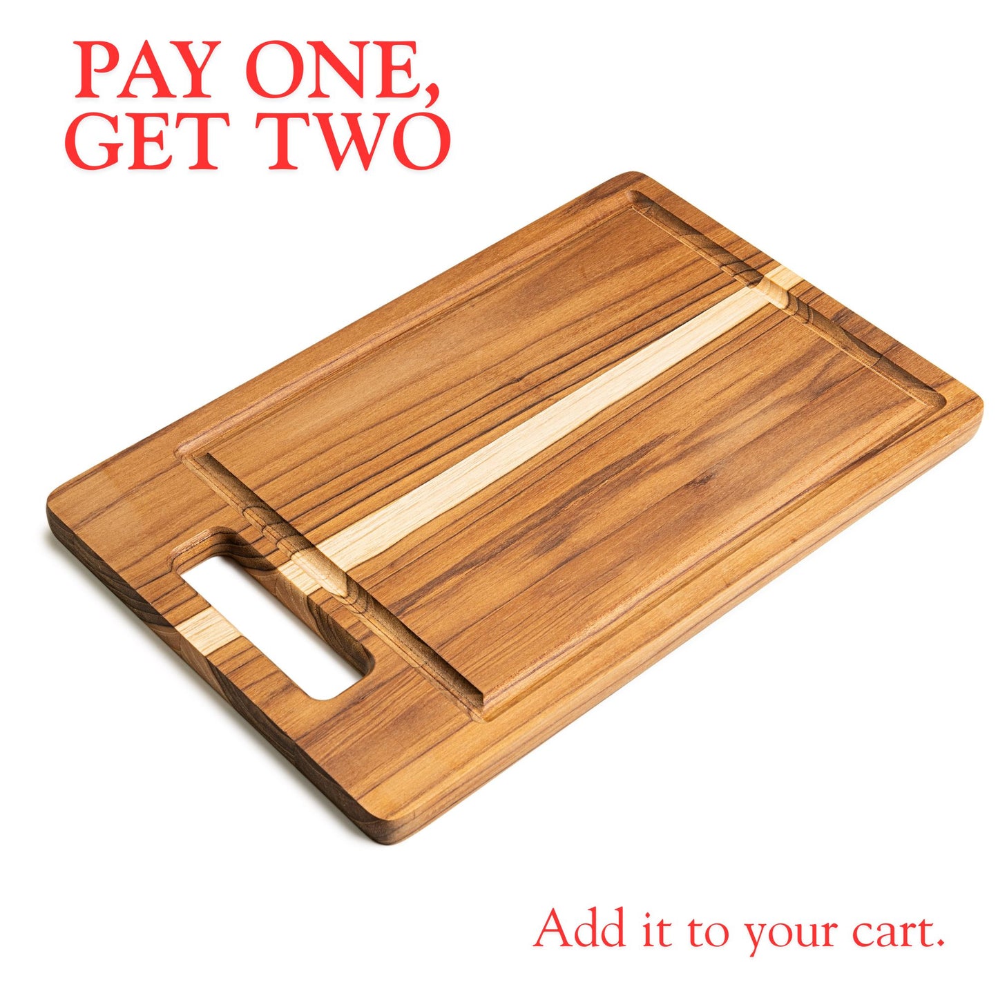 NEW ARRIVAL Tagliere in legno di teak naturale FORTALEZA, design a spina di pesce, ideale per tagliare e servire carne, pane e salumi, con scanalatura (40,5×30,5×2 cm)