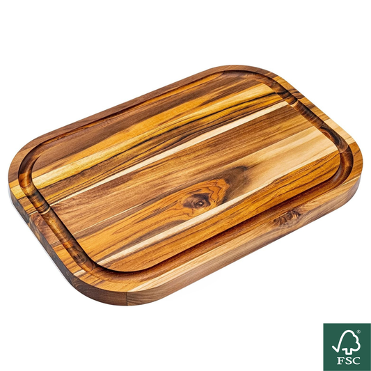 Tabla de Cortar Reversible en Madera de Teca Natural MIAMI 40×28×2.4 cm