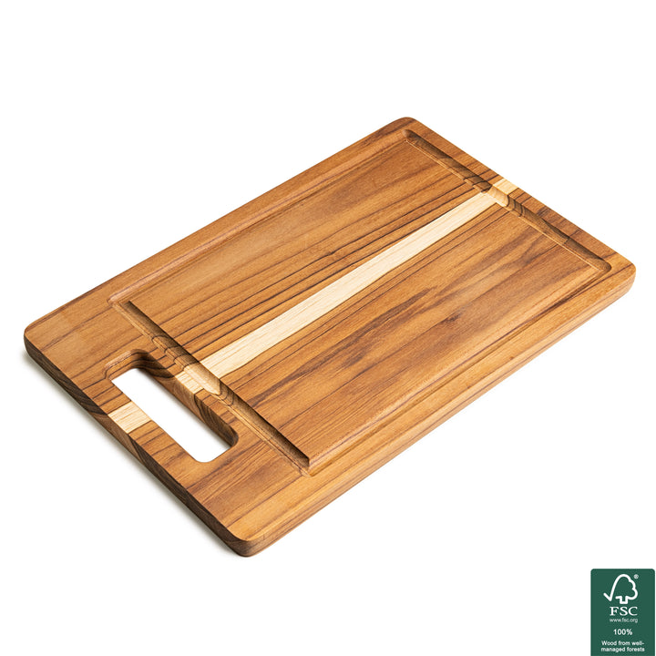 Teak Wood Board with Handle FORTALEZA 39 x 25 x 1.8 cm