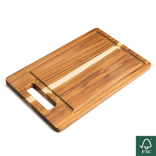 Tabla de Cortar con Asa en Madera de Teca FORTALEZA 40.5×30.5×2 cm