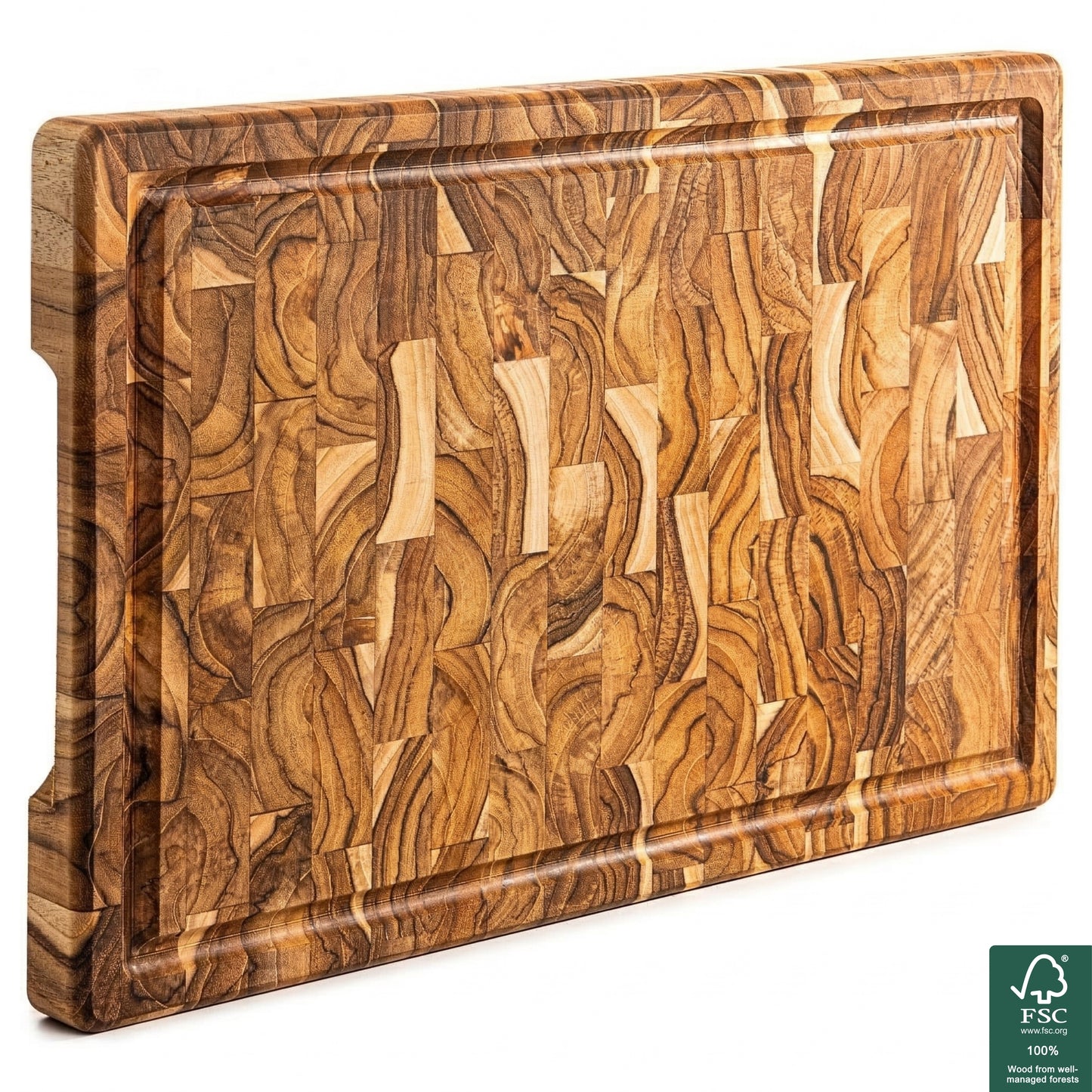 Teak Wood End Grain Cutting Board XL 44 x 30 x 3.2 cm BALI