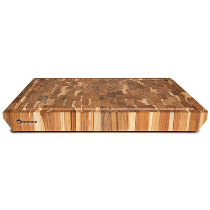 NEW ARRIVAL Tabla de Cortar 3XL en Madera Teca Natural BANGKOK, End Grain, 5 kg de Peso, 5 cm de espesor. Medidas 50x35x5.0 cm, Ranura para Jugos