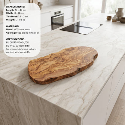 Tabla de Cortar y Servir en Madera de Olivo Natural CORCEGA 39x18 cm